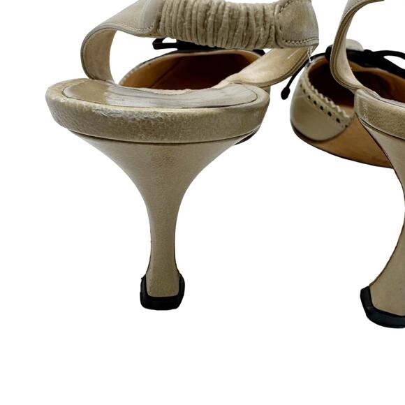 Manolo Blahnik Vintage Two Tone Brogue Slingback Kitten Heels 37.5 - Picture 8 of 12